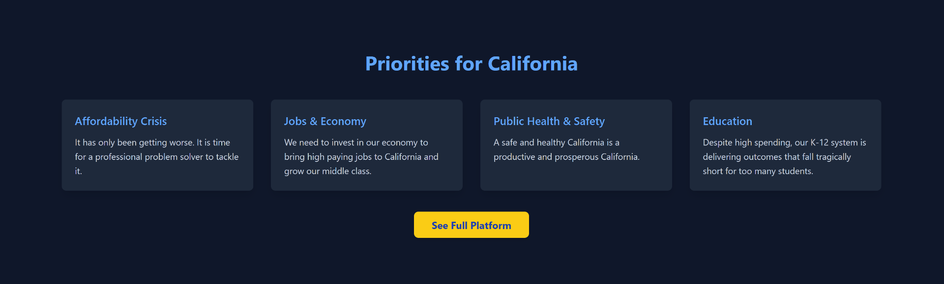 Priorities for California